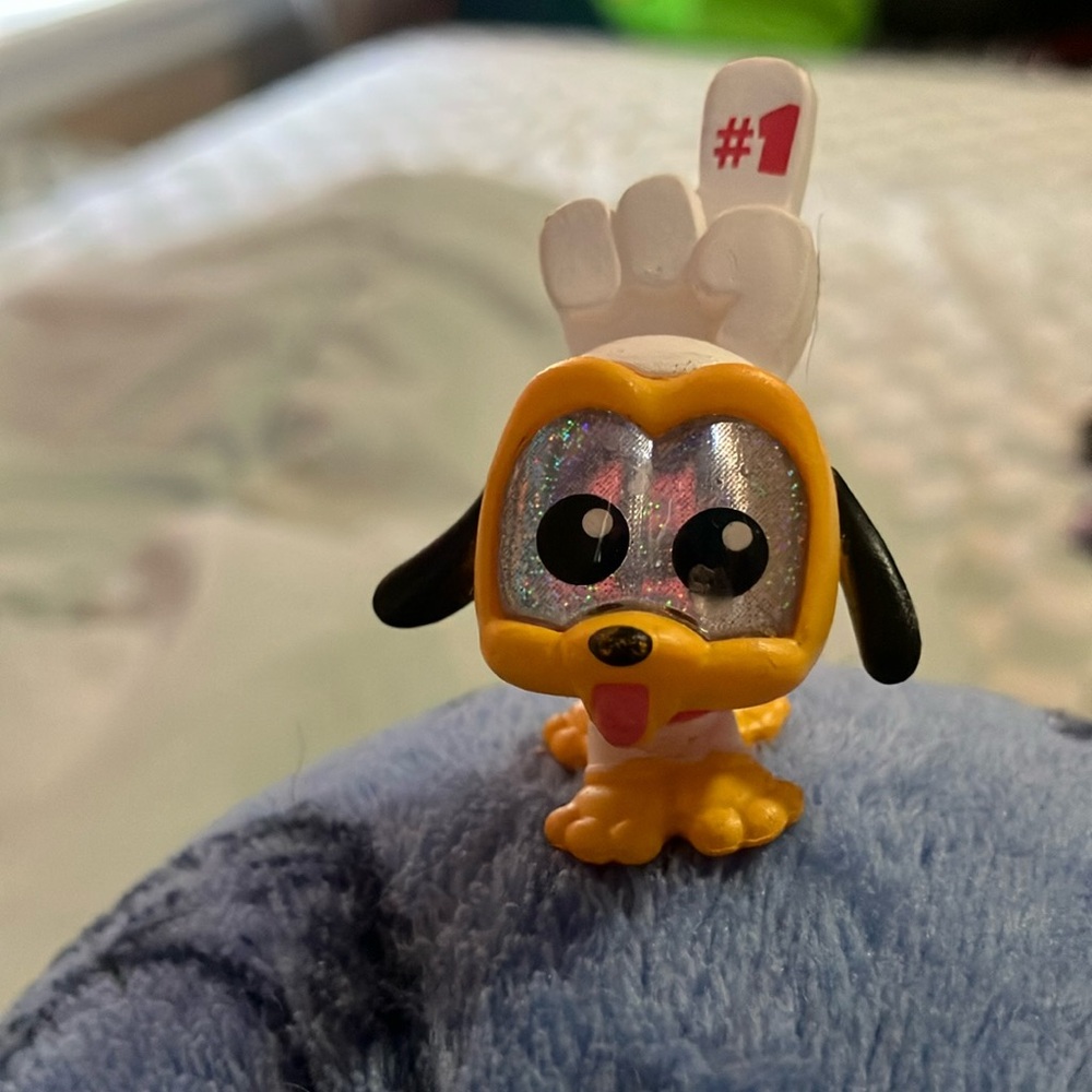 Yellow and Black Dog Figurine with Silver Eyes